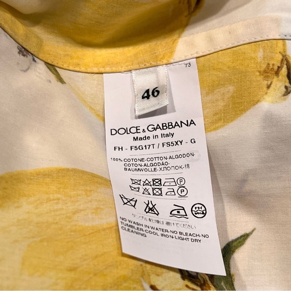 Dolce & Gabbana White Lemon Print Blouse Sz-46-IT/10-US - Picture 10 of 11